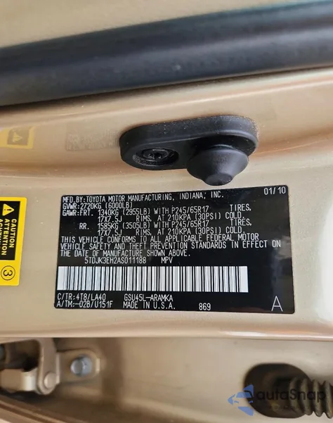 2010 Toyota Highlander Se z USA, uszkodzony, nr VIN 5TDJK3EH2AS011188